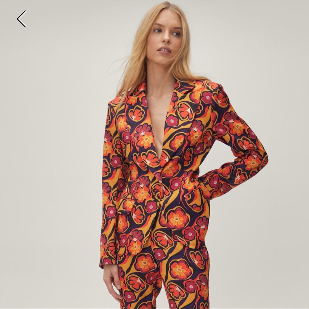 Retro Floral Print Suit